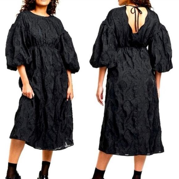 KIKA VARGAS X TARGET Black Floral Embossed Open Back  Midi Dress Size Large - Picture 1 of 7